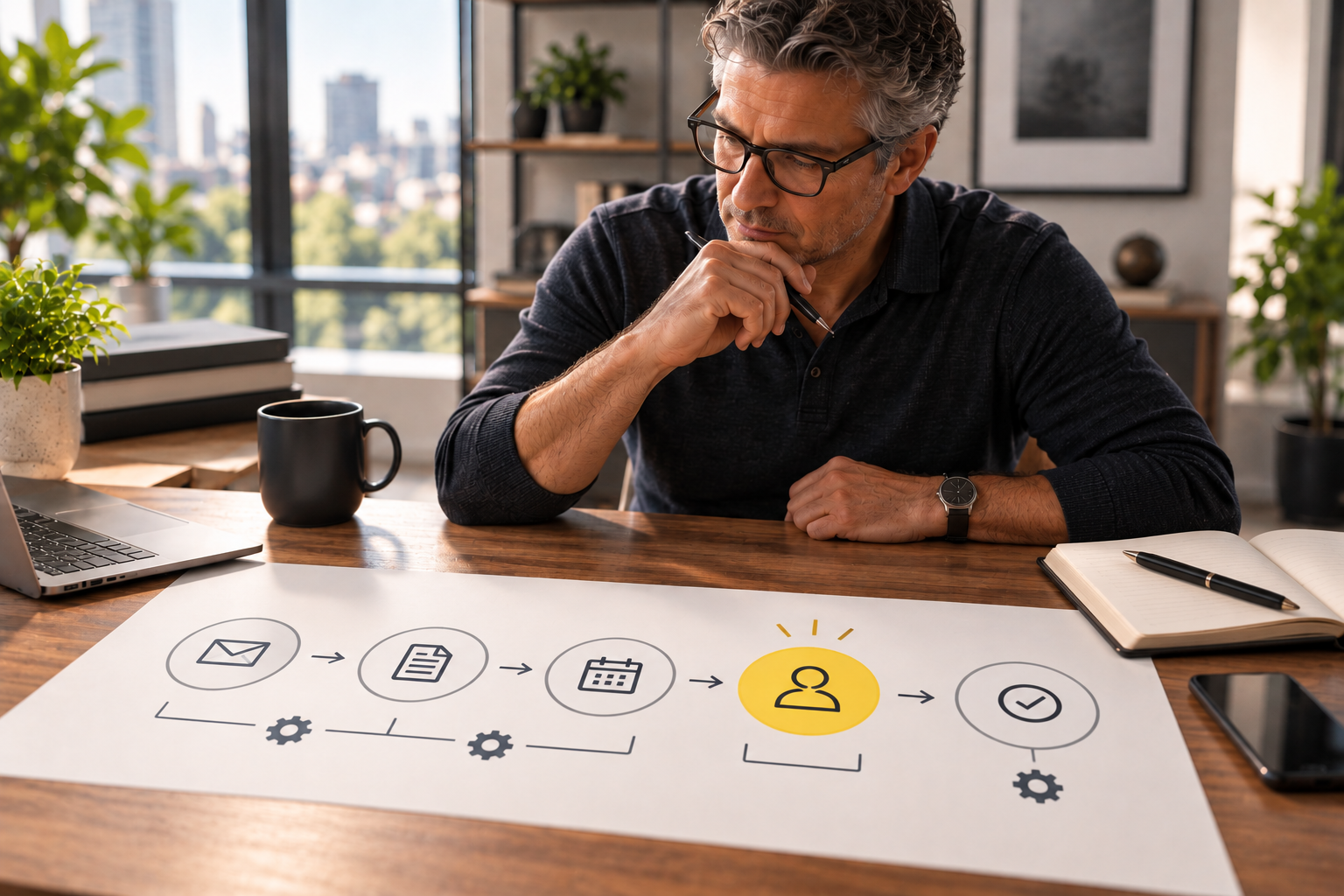 Experienced business owner deciding which workflow steps to automate and which should remain human.